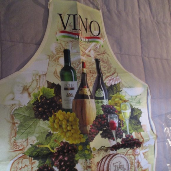 Cloth Kitchen Apron Italian Themed Vino Italia Wine Grapes - Picture 1 of 4